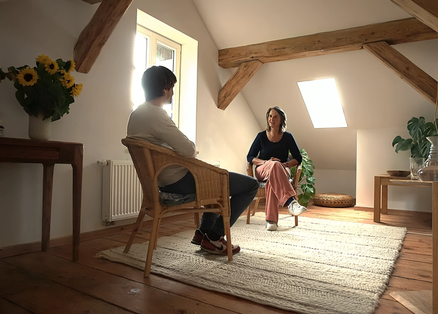 Systemische Praxis Dünwald - Systemische Beratung und Therapie - eine laufende Beratungs- oder Therapiesitzung.